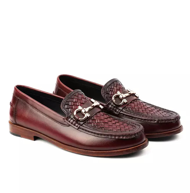 Handmade Burgundy Slip Ons Driving Formal Stylish Party Wear Shoes