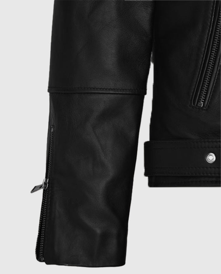 Vox Lux Natalie Portman Black Biker Leather Jacket