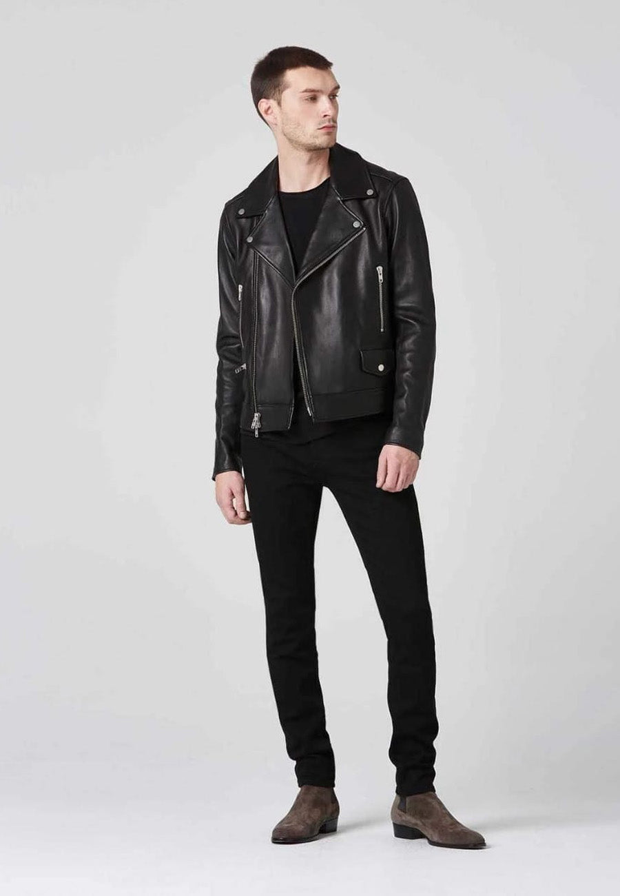 Men’s Black Genuine Leather Biker Jacket