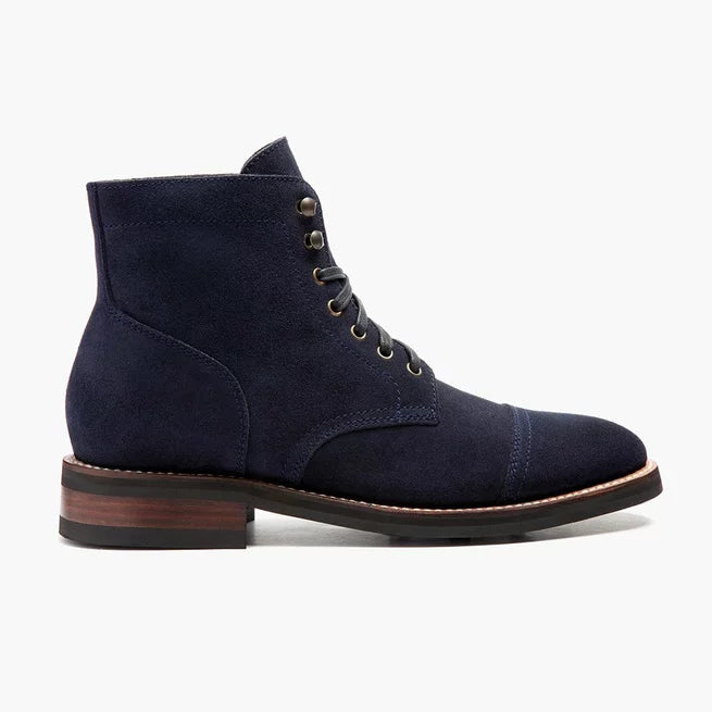 Handmade Navy Blue Suede Formal Ankle Lace Up Chukka Boot