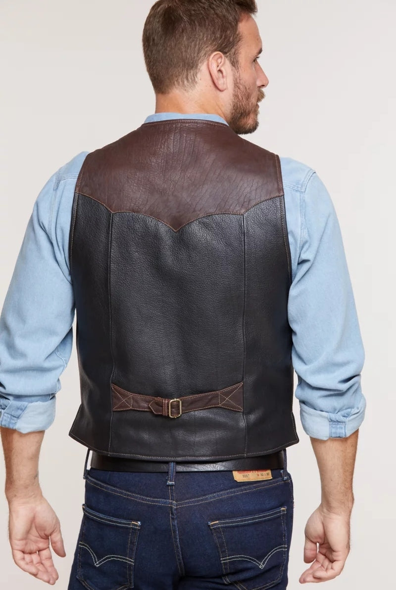 Men's Cowboy Black Leather Vest