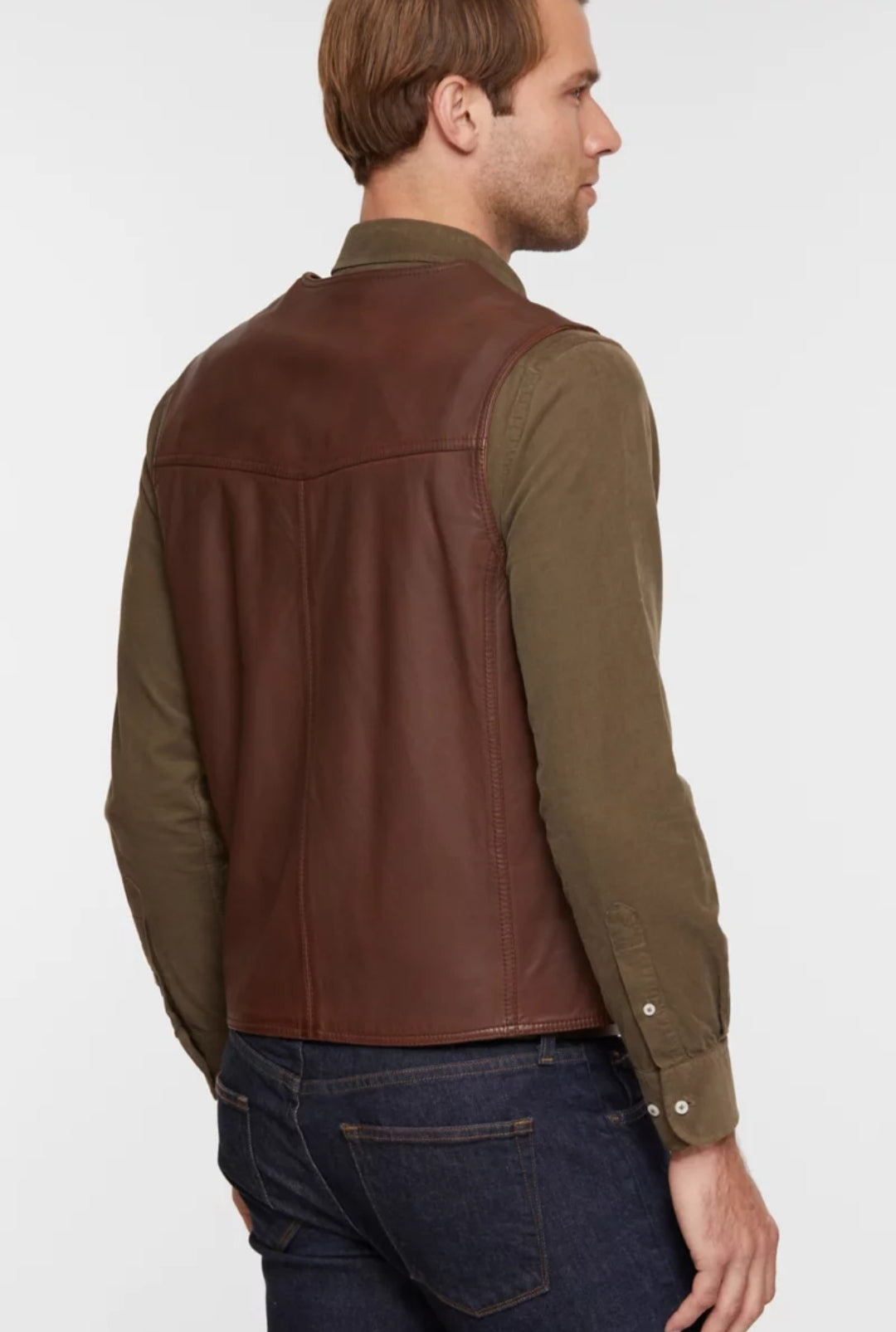 Men's Chocolate Brown Leather Vest