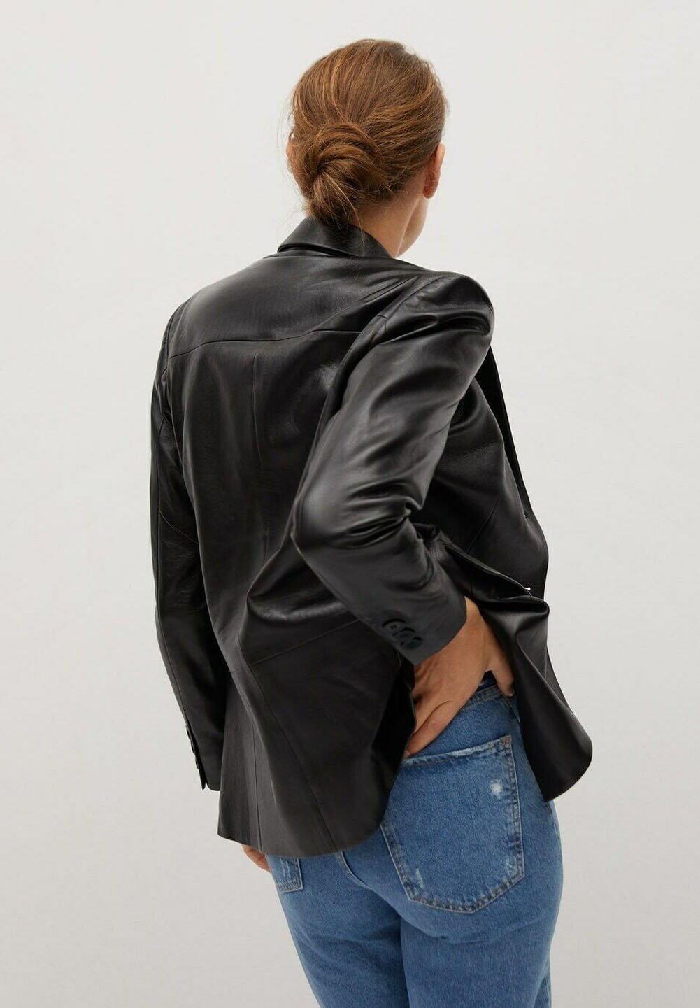 Women's Black Leather Blazer