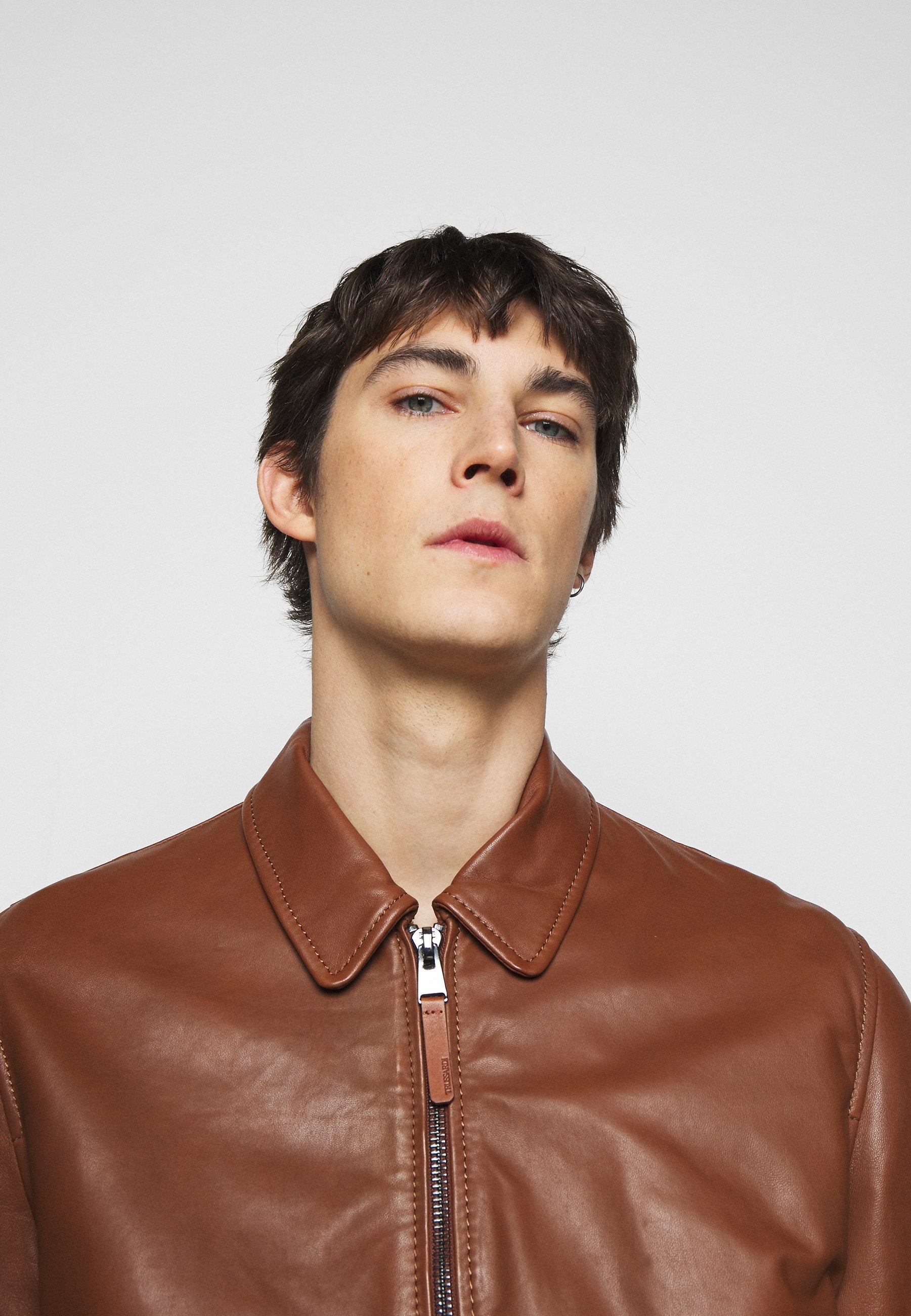 Stylish Tan Brown Leather Bomber Jacket for Men