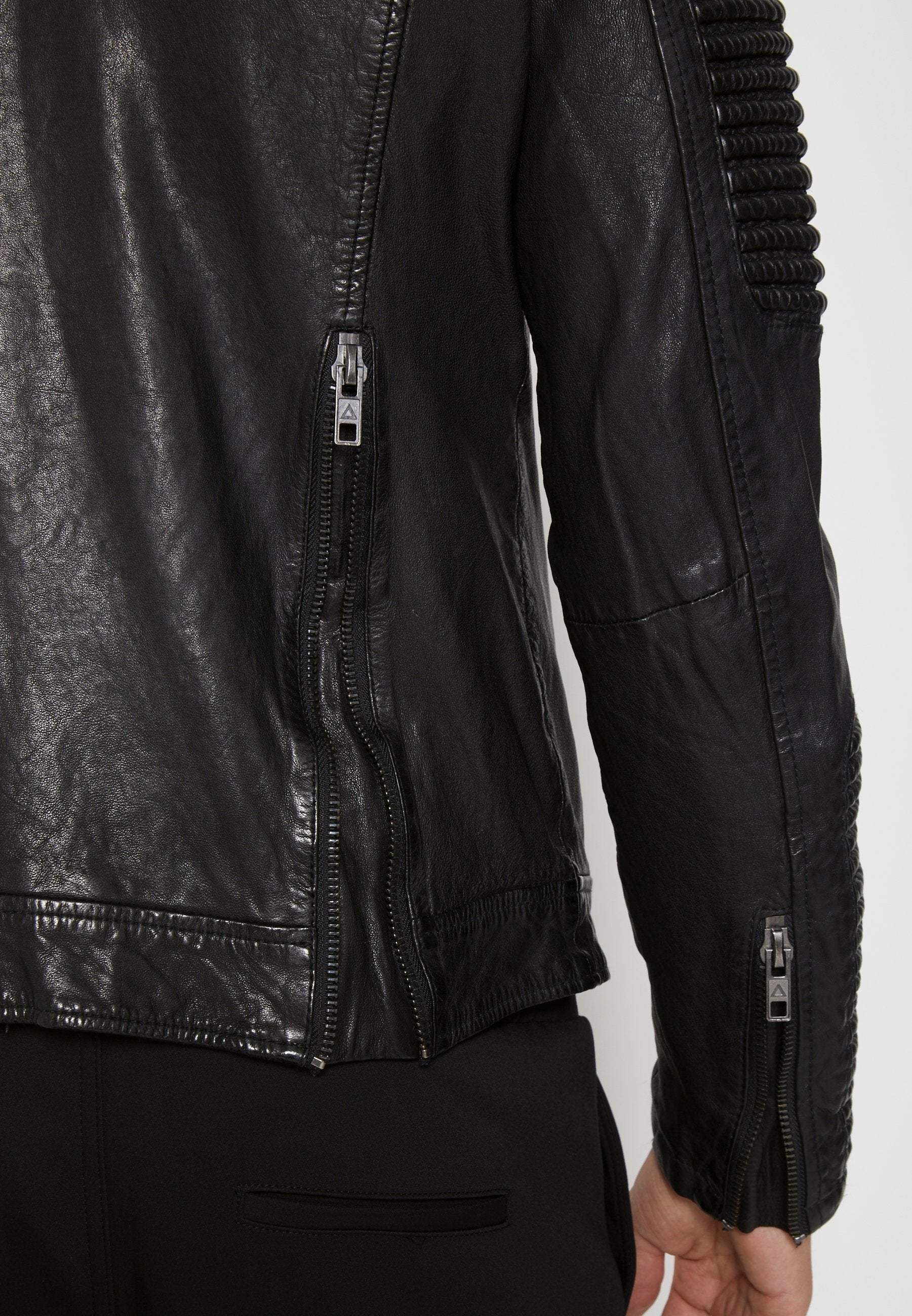 Men’s Black Leather Distressed Biker Jacket