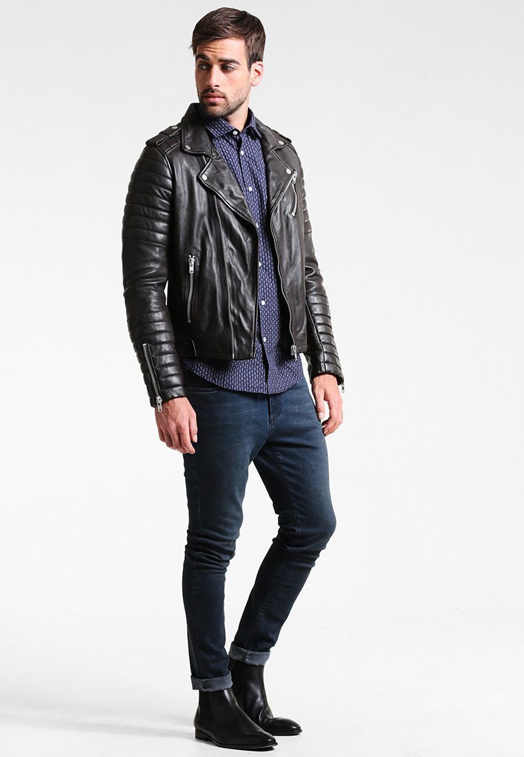 Men’s Black Leather Biker Jacket