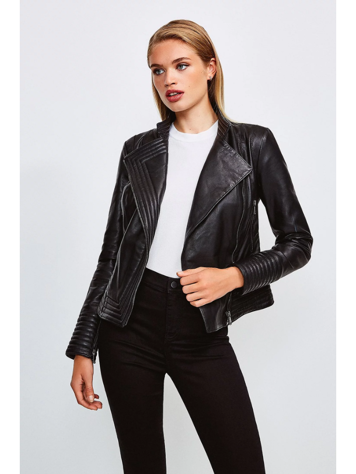 Women’s Black Leather Biker Jacket