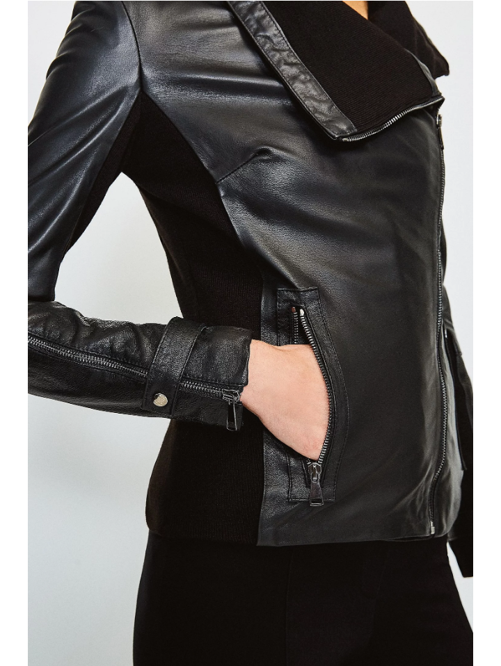 Women’s Black Leather Biker Jacket