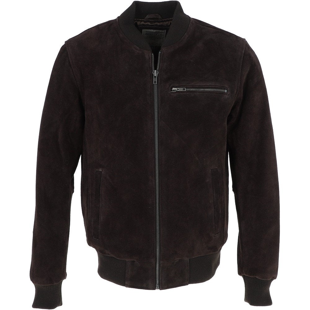 Men’s Black Suede Leather Bomber Jacket