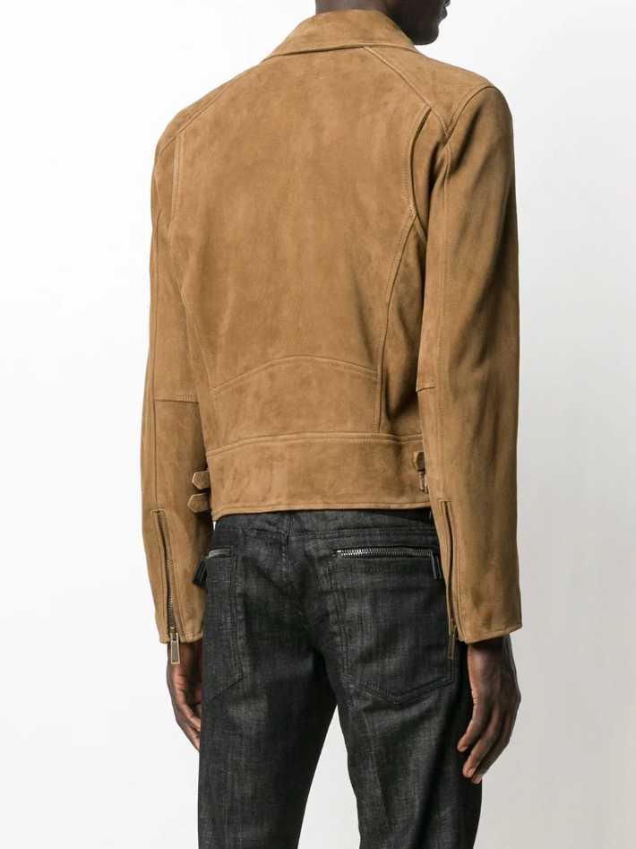 Men’s Brown Suede Leather Biker Jacket