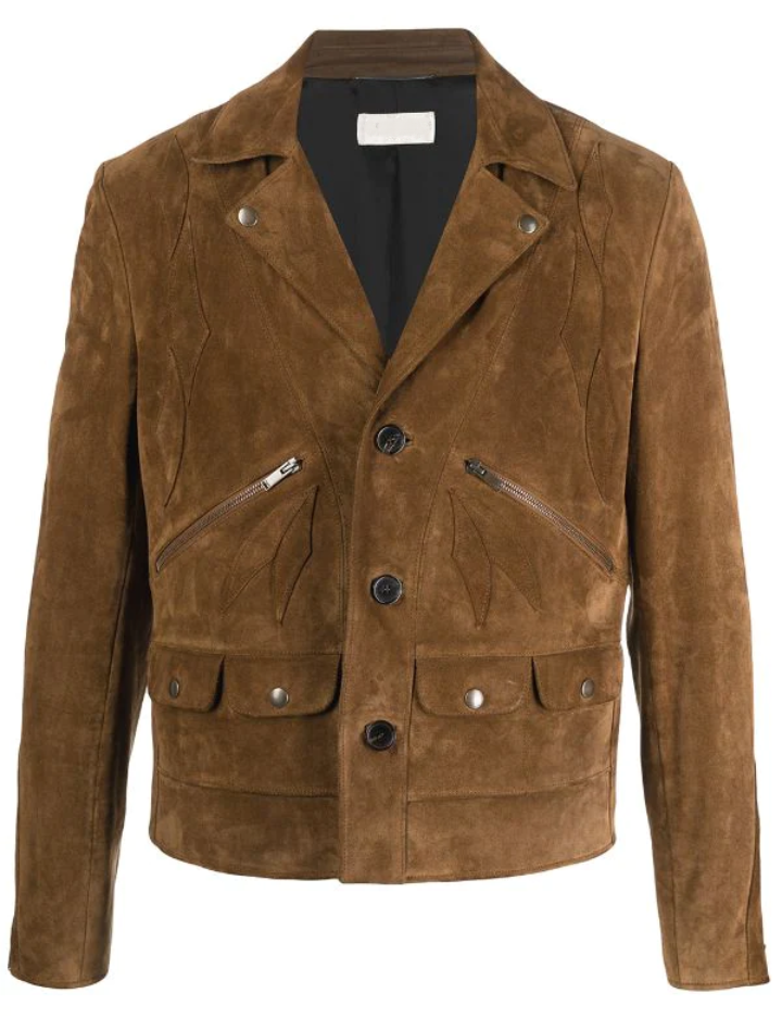 Men’s Tan Brown Suede Leather Biker Jacket