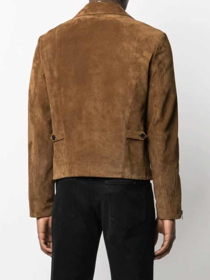 Men’s Tan Brown Suede Leather Biker Jacket