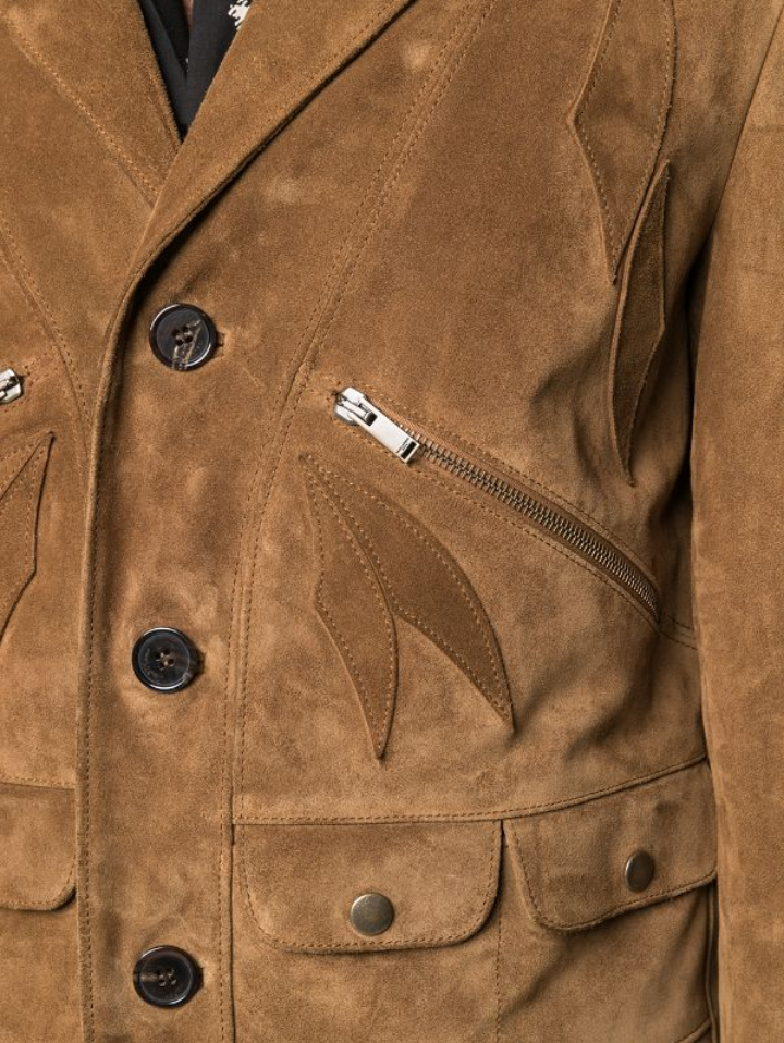 Men’s Tan Brown Suede Leather Biker Jacket