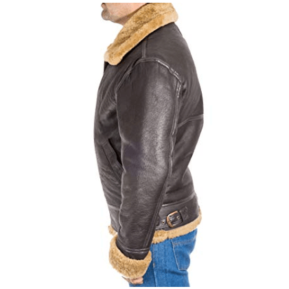 Aviator Faux Fur Brown Men’s Leather Jacket