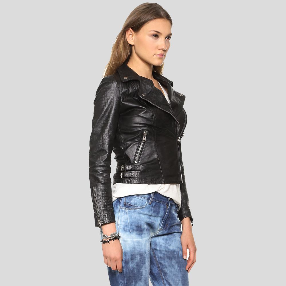 Azaria Black Motorcycle Leather Jacket