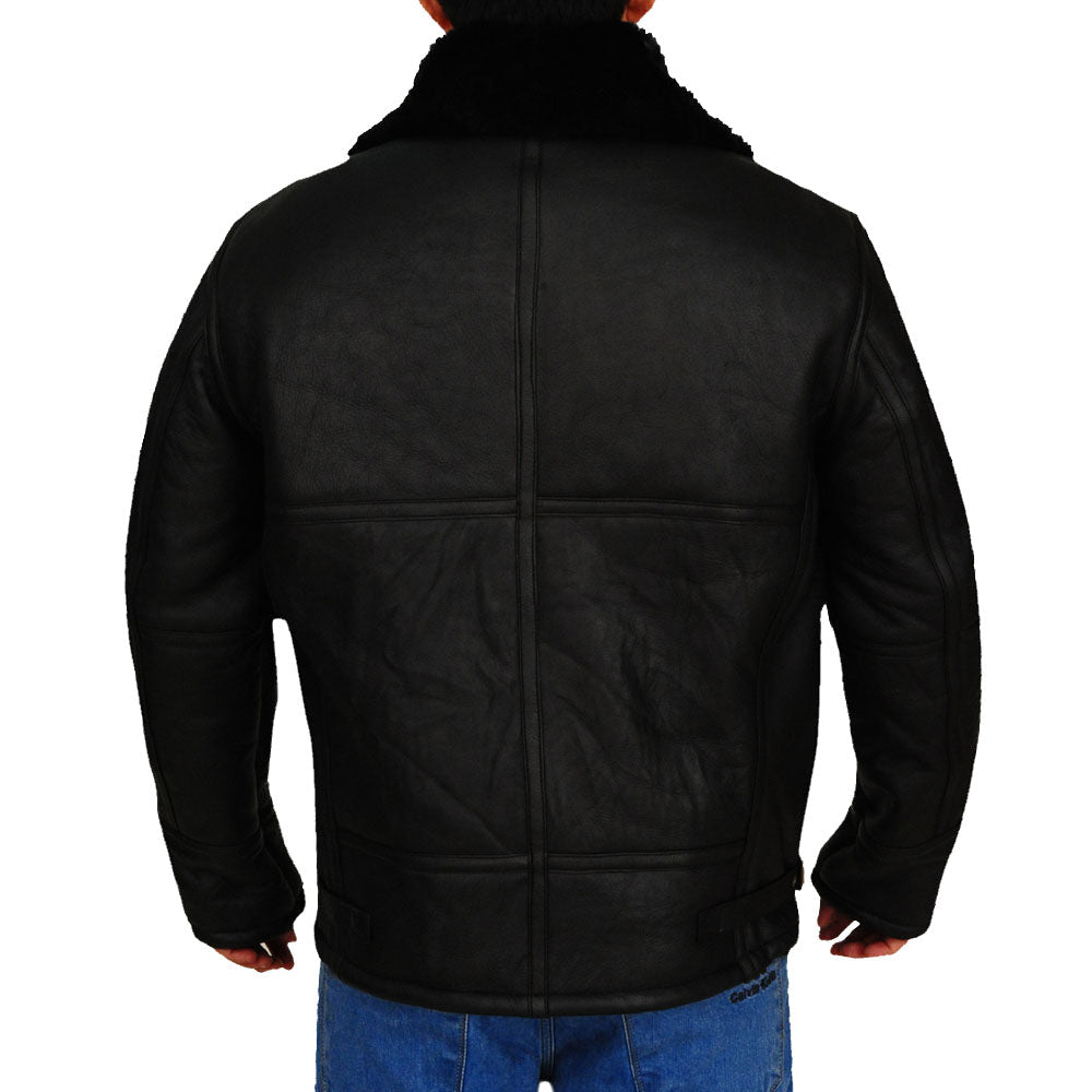 B3 Aviator Bomber Sheepskin Black Jacket