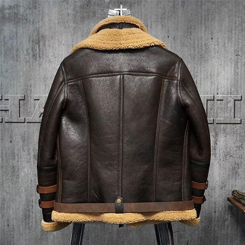 Men's B3 Aviator Flight Sheepskin Fur Leather Jacket