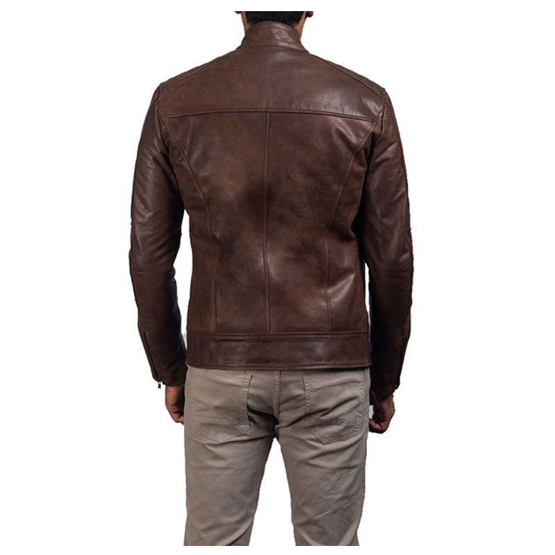 Mens Brown Leather Biker Jacket