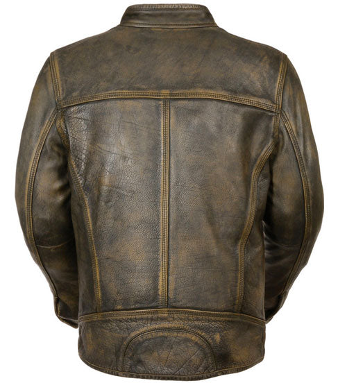 Men's Brown Distressed Motorbike Riding Biker Jacket