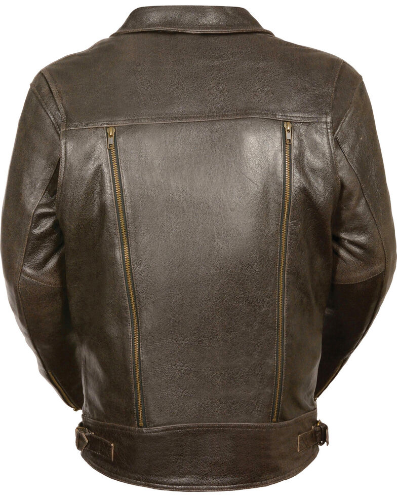 Men's Brown Pocket Biker Leather Jacket