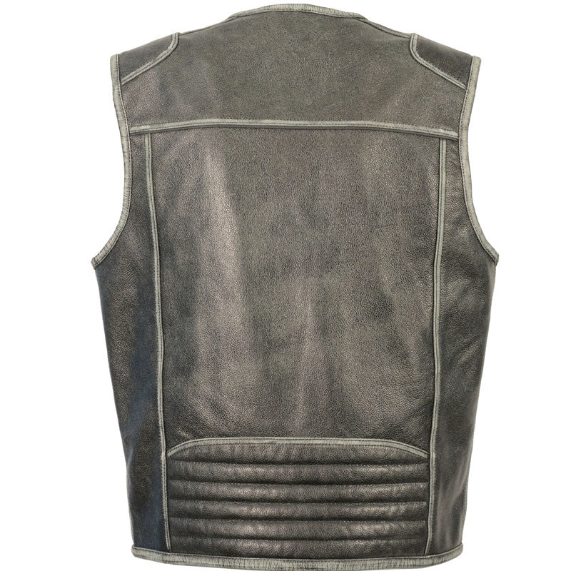 VINTAGE DISTRESSED ZIPPER FRONT VEST