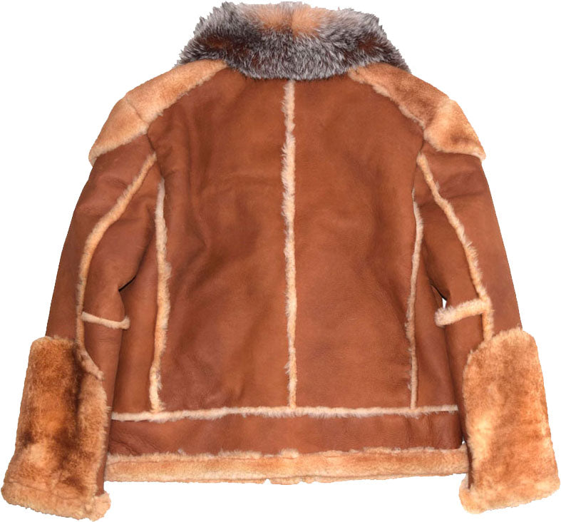 Brown Pilot Mens Leather Jacket With Fur