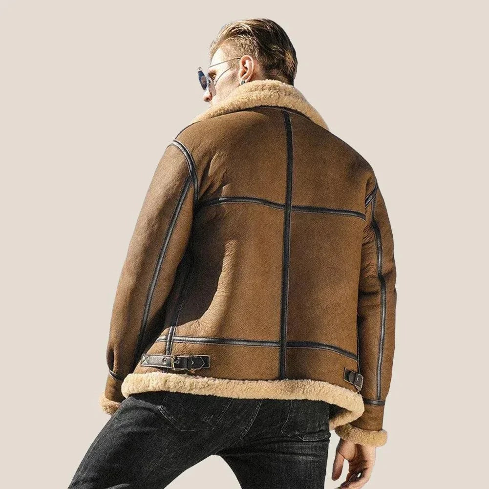 Brown Sheepskin Shearling Jacket for Men