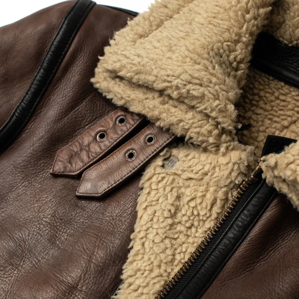 Brown Sheepskin Jacket For Men with sherpa lining