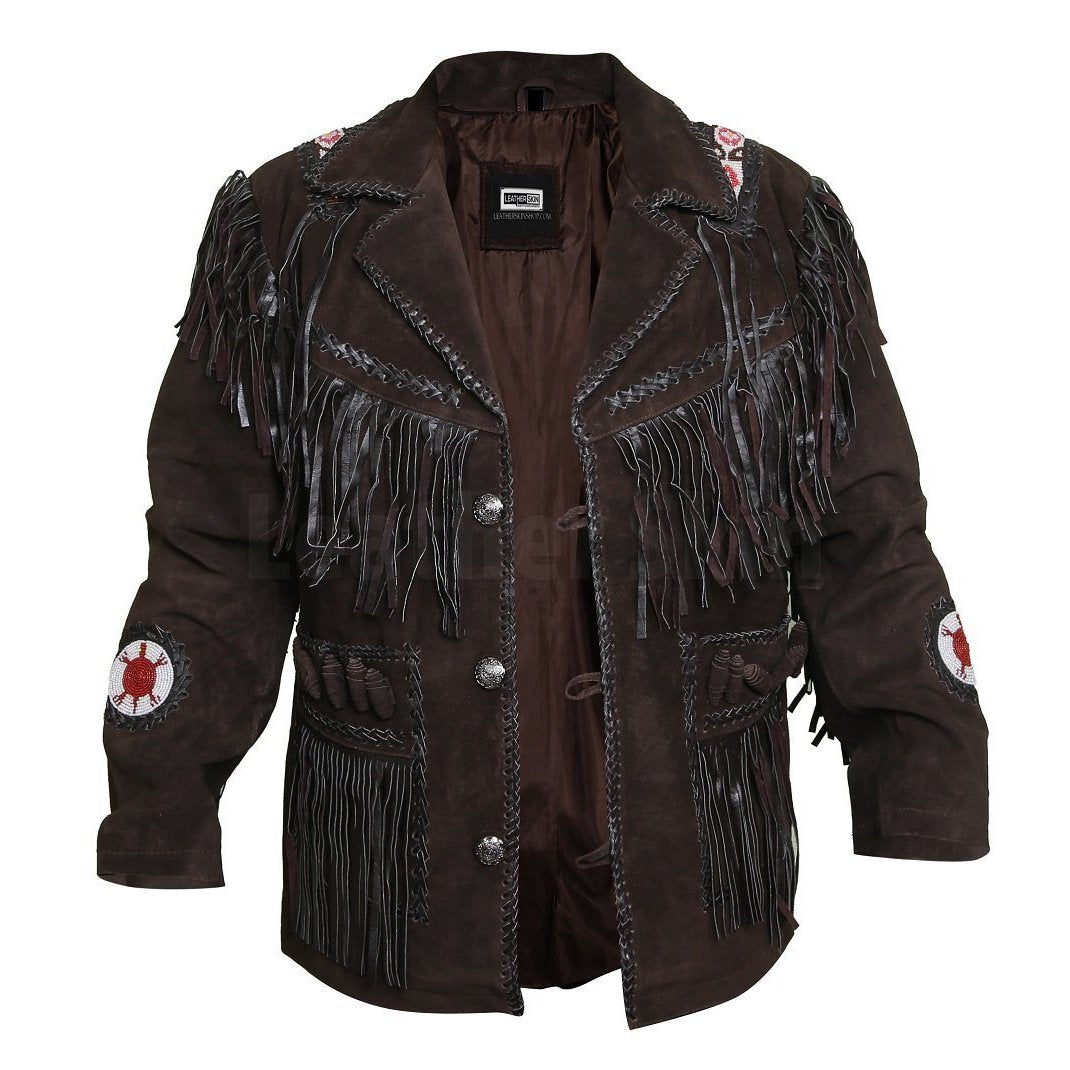 Edgy Chocolate Brown Leather Jacket with Fringes