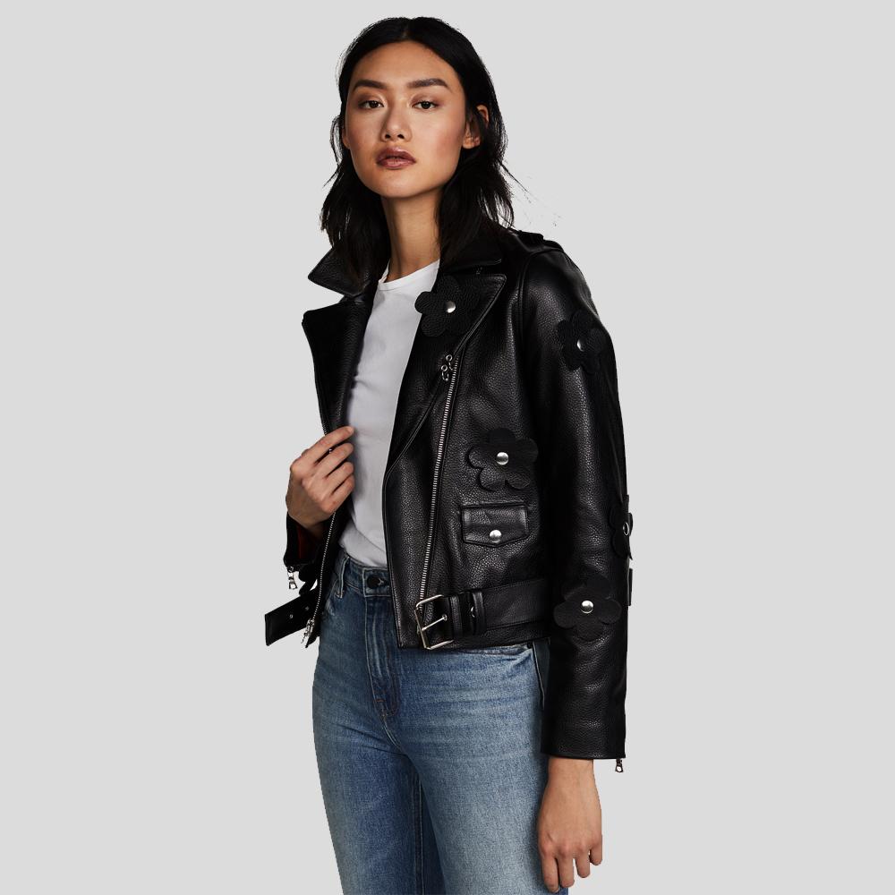 Florence Black Biker Leather Jacket