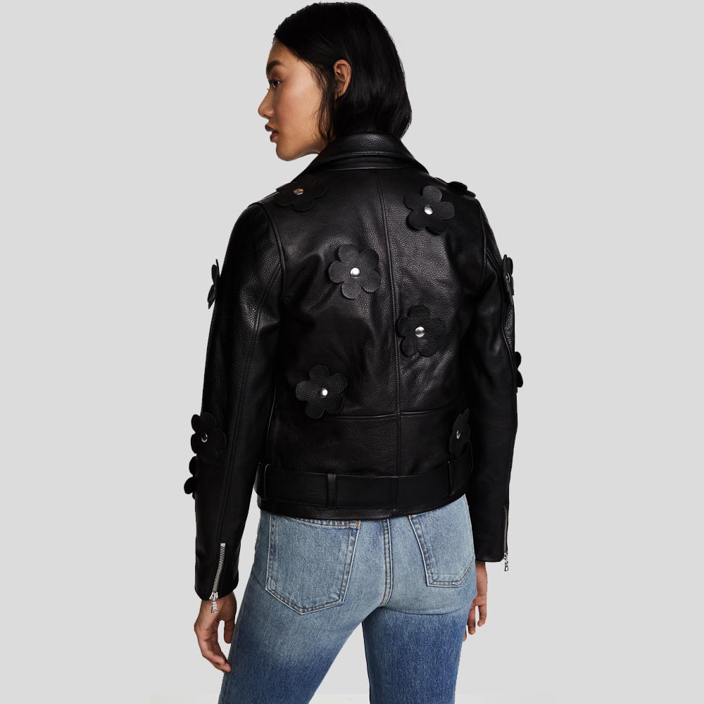 Florence Black Biker Leather Jacket