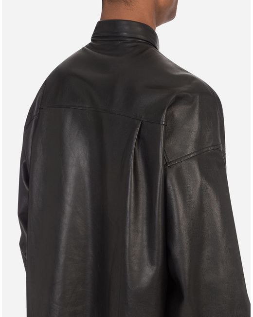 Men’s Black Leather Shirt Oversized