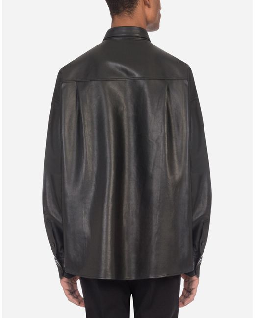 Men’s Black Leather Shirt Oversized