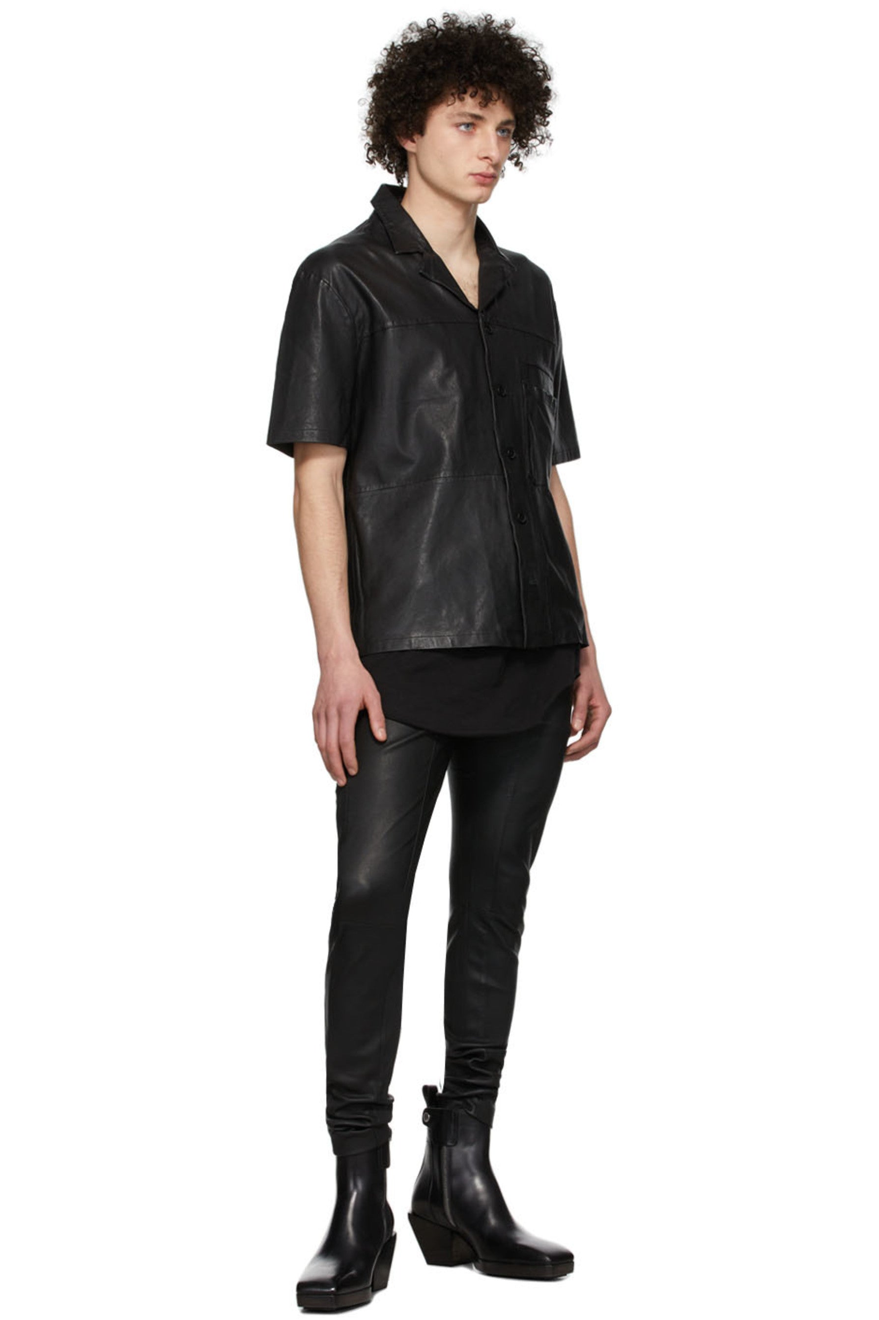 Men’s Trendy Black Leather Shirt