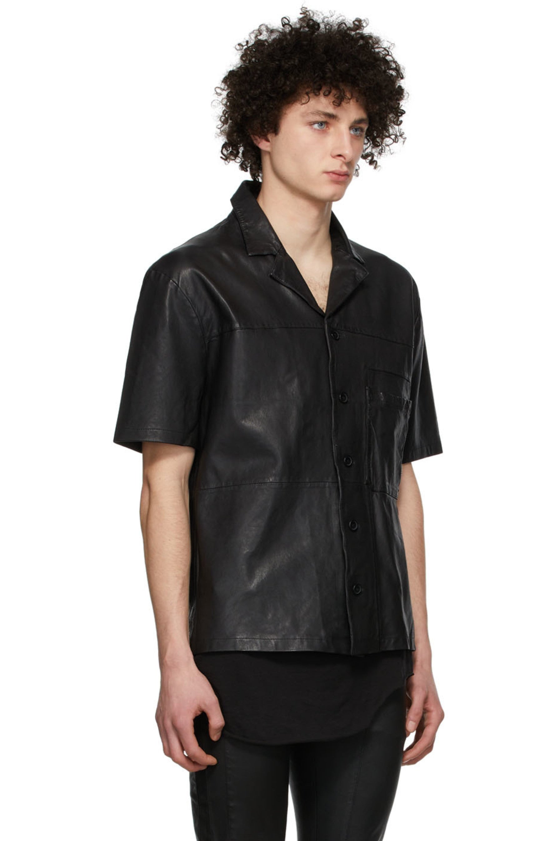 Men’s Trendy Black Leather Shirt