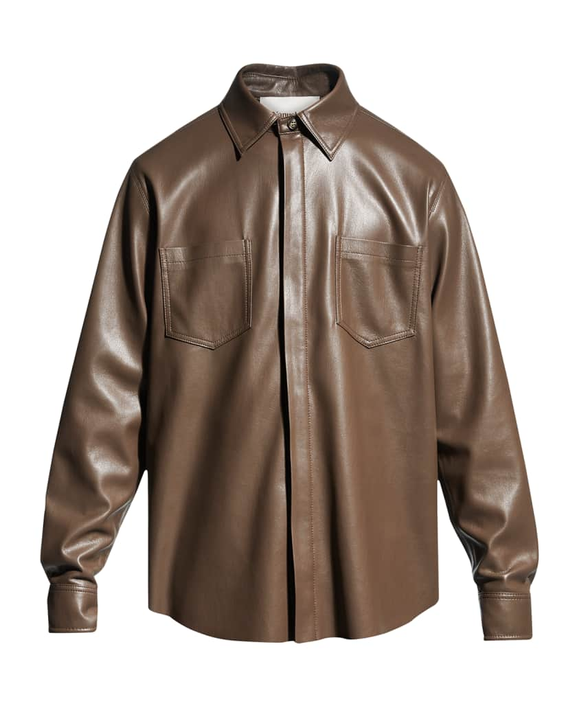 Men’s Chocolate Brown Genuine Leather Shirt