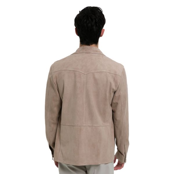 Men’s Cream Suede Leather Shirt