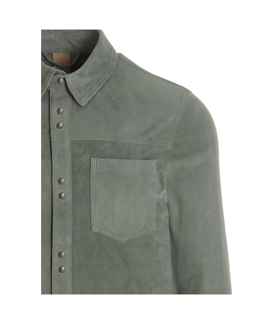 Men's Dusty Gray Suede Classic Leather Shirt