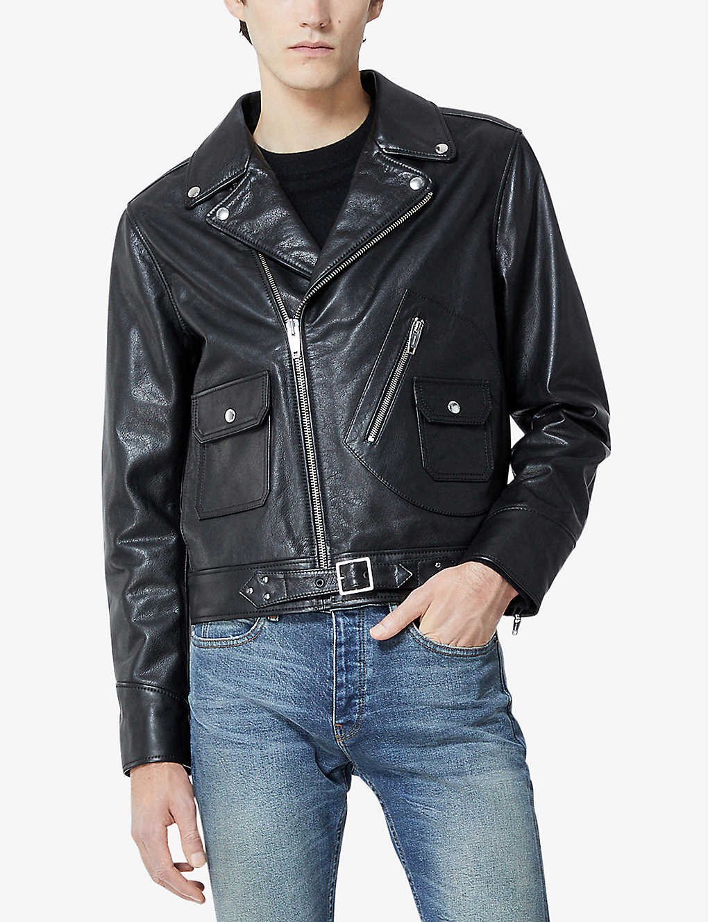 Men’s Black Leather Biker Jacket