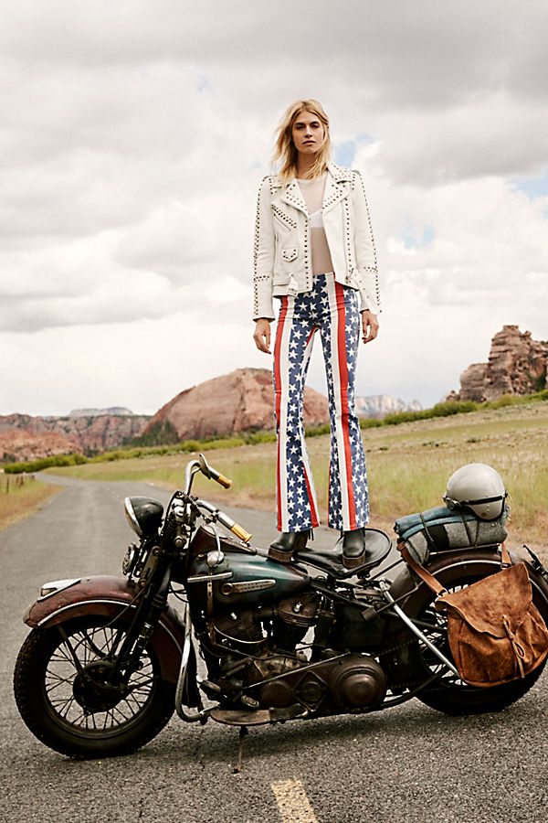 Women’s White Leather Biker Punk Jacket