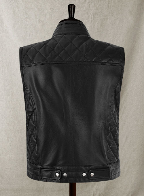 Men’s Black Leather Biker Vest