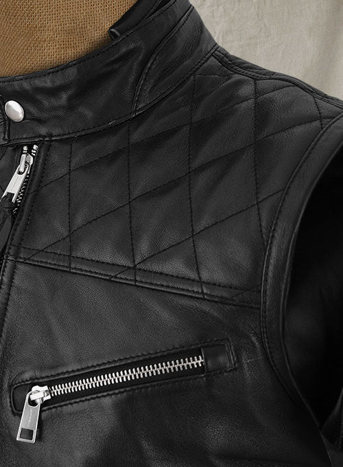 Men’s Black Leather Biker Vest