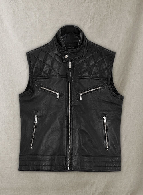 Men’s Black Leather Biker Vest