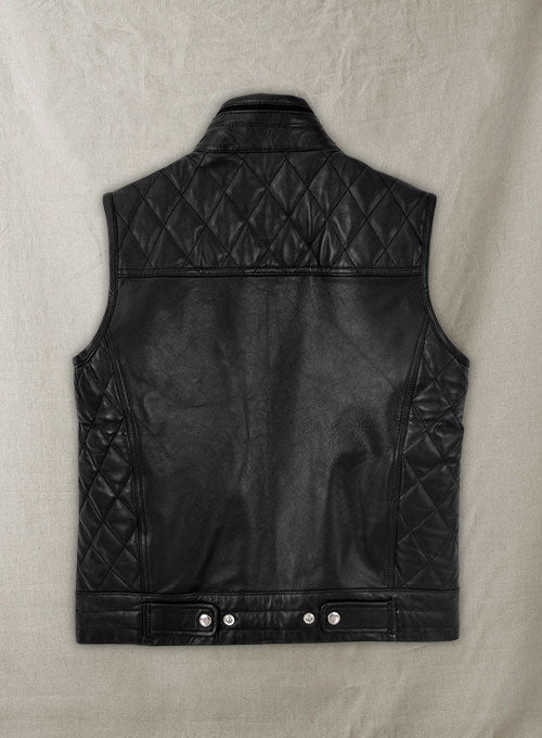 Men’s Black Leather Biker Vest