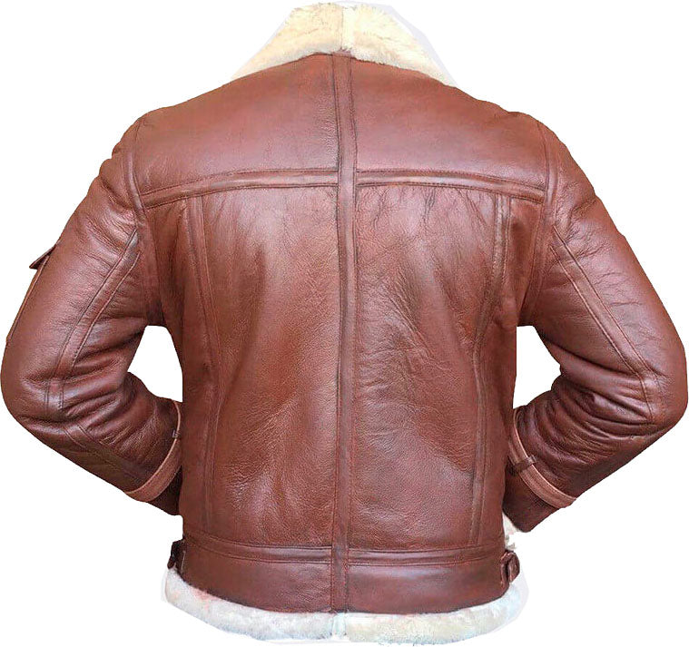 Handmade Mens Flying Leather Jacket With Fur