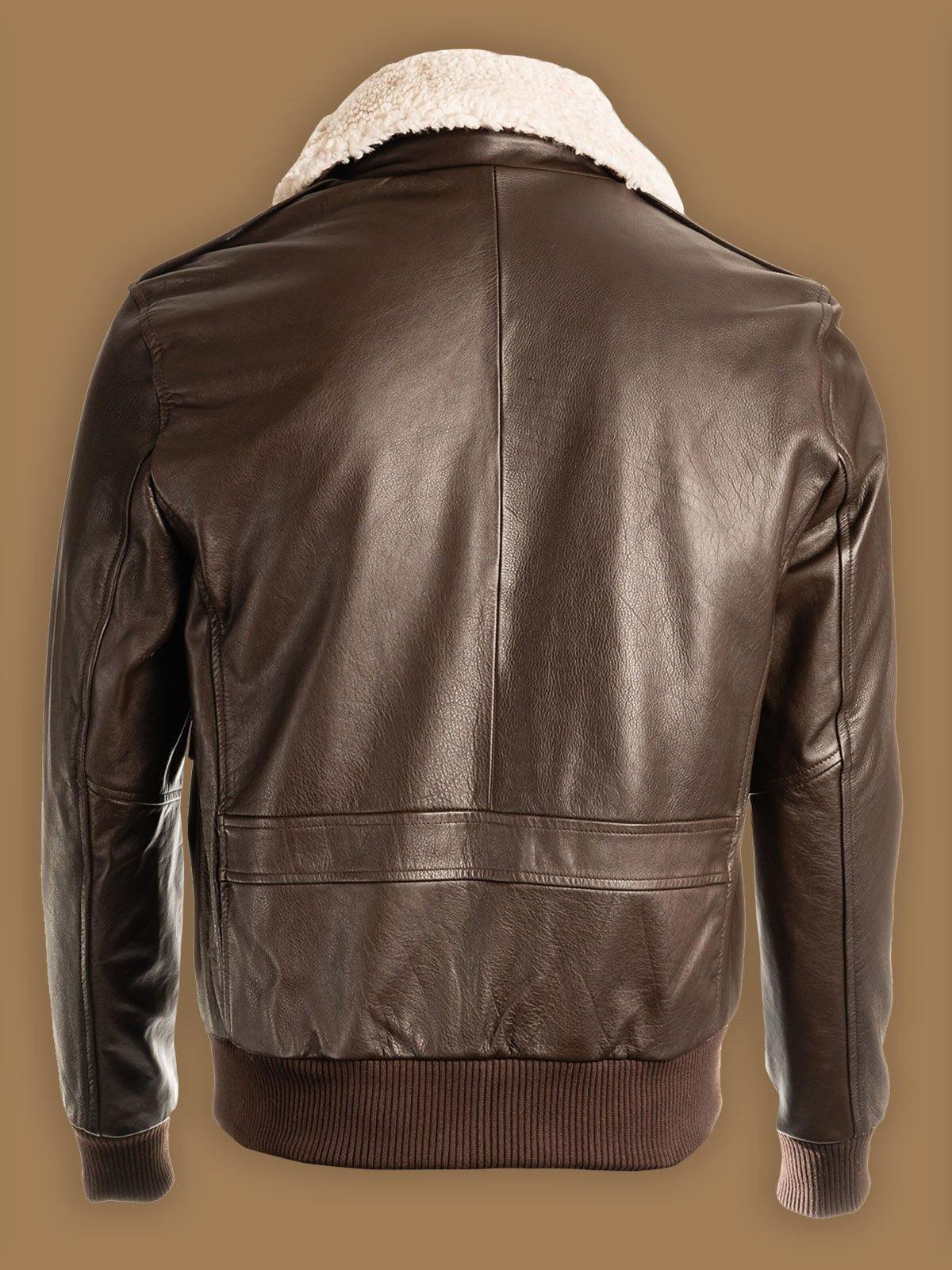 Men's Brown Shearling-Bomber Leather Jacket - Timeless Pilot Style