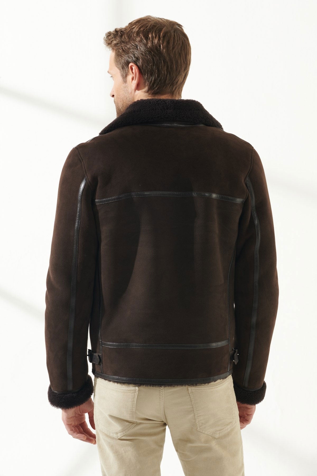 Men Aviator Brown Shearling Jacket