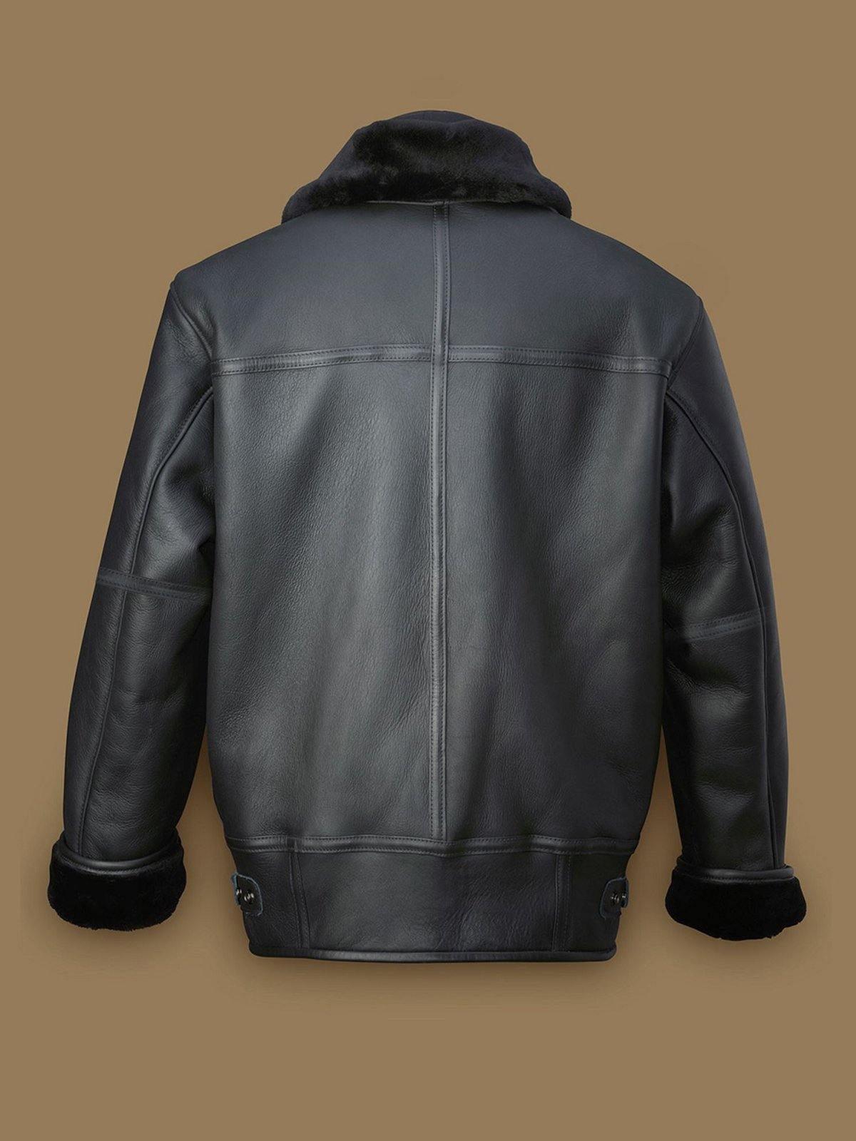 Stylish Men's Black Shearling Leather Bomber Jacket for the Modern Aviator