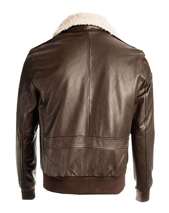 Men’s Brown Pilot Bomber Shearling Jacket