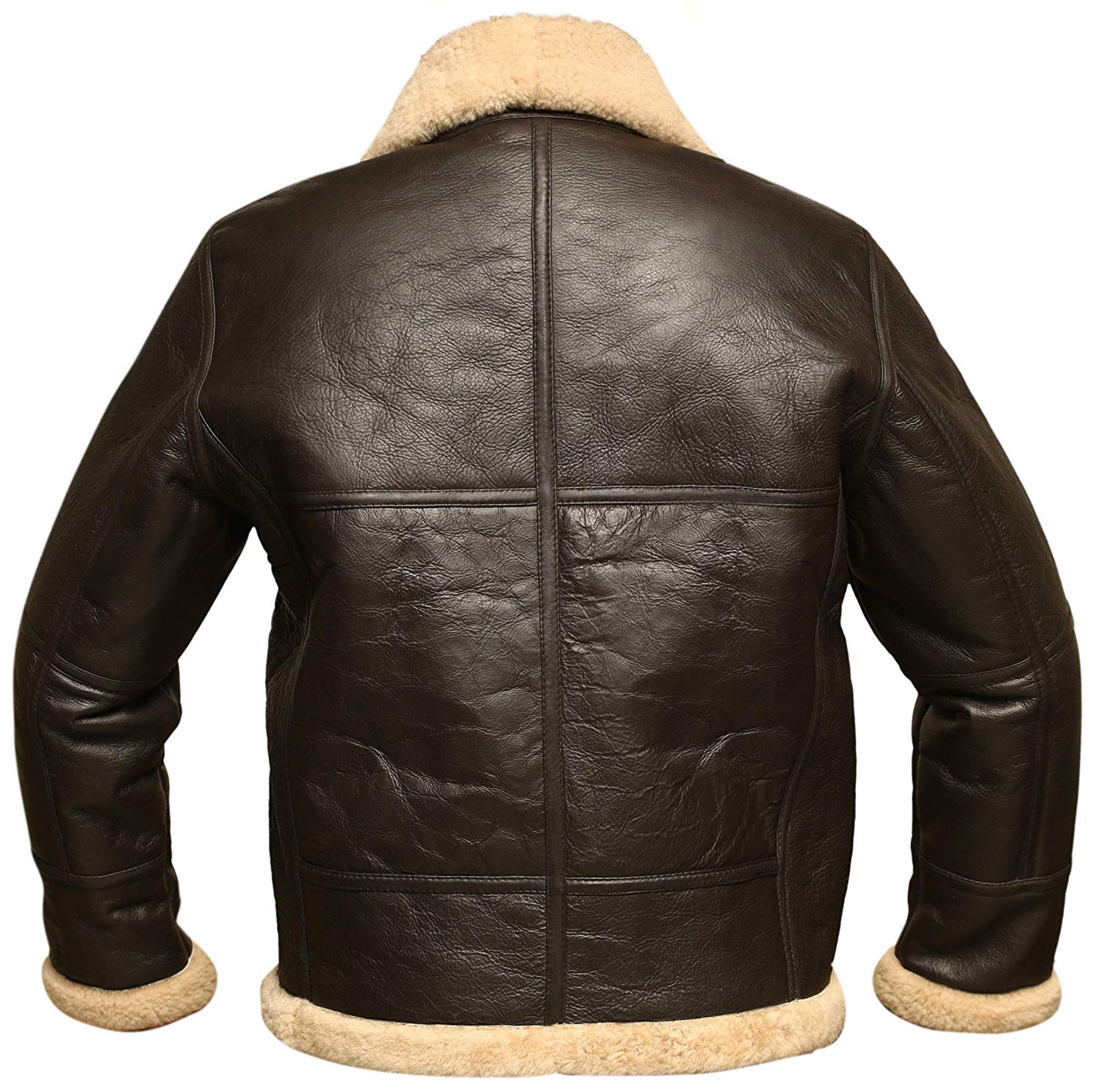 Mens Brown B3 RAF Aviator Bomber Shearling Real Sheepskin Leather Jacket